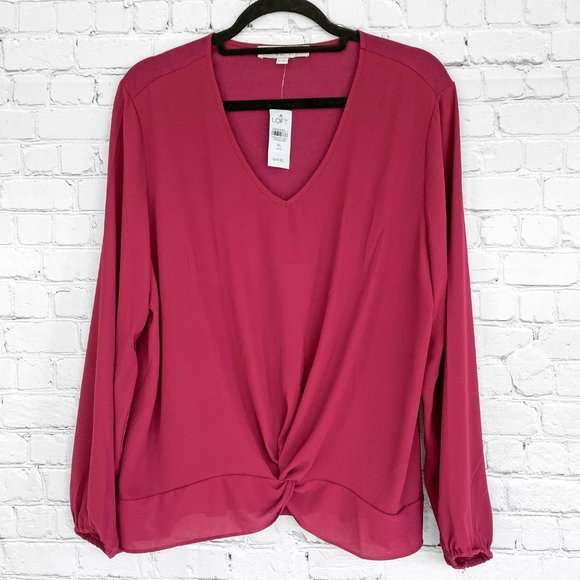 Ann Taylor LOFT Twist Mixed Media Top - Picture 4 of 9